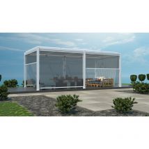 Tenda avvolgibile 4m Calicantus screen by Giardini Di Maggio struttura colore bianco e tessuto grigio chiaro - bianco