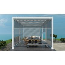 Tenda avvolgibile 4m Glicine screen by Giardini Di Maggio struttura colore bianco e tessuto grigio chiaro