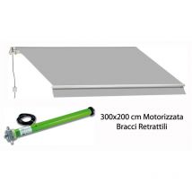 Garden Friend - Tenda da Sole Grigia 300x200 cm a Bracci Retrattili con Motore Elettrica