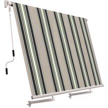 Tenda da Sole a Caduta con Bracci 245x245 cm Tessuto in Poliestere Riga Verde