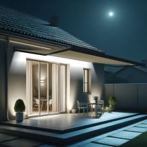 Tenda da sole a cassonetto integrale soa 6,00x3,50 m (Telecomando con Manovra di Emergenza + led - Grigio antracite - Beige chiaro)