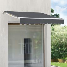 [en.casa] - Tenda da Sole a Muro con Bracci Estensibili e Manovella - 250 x 200 cm (LxP) - Tettuccio Parasole con Protezione Raggi uv - Grigio Scuro