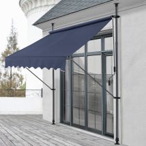 Tenda da Sole a Muro con Pali di Supporto Telescopici Parasole 250 x 120 cm (LxP) Blu Scuro Pro.tec