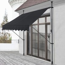 Tenda Da Sole A Muro Con Pali Di Supporto Telescopici Parasole 400 X 120 Cm (lxp) Nero Pro.tec
