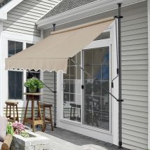Tenda da Sole a Muro con Pali di Supporto Telescopici Parasole 300 x 120 cm (LxP) color Sabbia Pro.tec