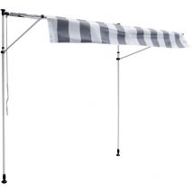 Tenda da sole per balcone chene 2 × 1,2 m - Tessuto a righe bianco/grigio e telaio bianco