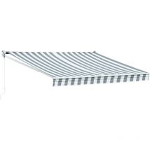 Tenda saule 3,5 × 3m - Tessuto a righe bianco/grigio e struttura bianca