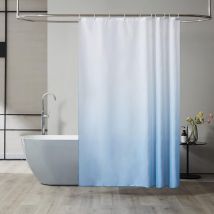 Jn.songs - Cortina de Ducha Antimoho, Cortina de Bañera Tejido de Poliéster Impermeable Lavable Gradiente Azul Claro - 180x200cm