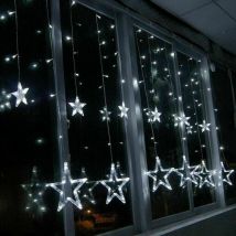 Tenda luminosa catena luci led di Natale 10 Stelle luce bianca fredda da interno