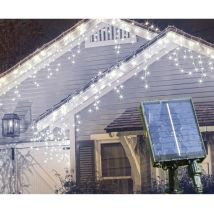 Tenda Luminosa Solare di Natale a 280 led con 8 giochi di Luce per uso Interno/Esterno (Luce Bianca)