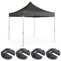 Mob Event Pro - Tenda pieghevole 3x3m bianca e 4 pesi di ancoraggio da 12 kg grigi