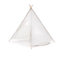 Robincool - Tenda Tipi Bambini Montessori Koda 120x120x150 Cm Pieghevole Uso Interno E Esterno In Tessuto Bianco Luci Tappeto