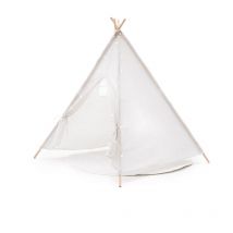 Robincool - Tenda Tipi Bambini Montessori Koda 120x120x150 cm Pieghevole Uso Interno e Esterno in Tessuto Bianco Luci Tappeto