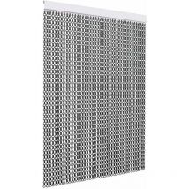 Tenda Antimosche per Porte e Finestre - Colore binario: Argento - Modello Catena in Alluminio - (L.80 cm x H.240 cm, Nero) - Tendaggimania
