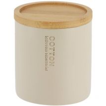 Boite a coton polyresine couvercle bambou - beige bambou Tendance