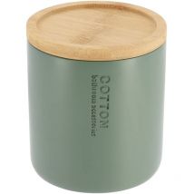 Boite a coton polyresine couvercle bambou - kaki bambou Tendance