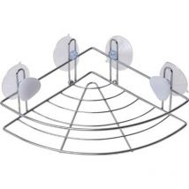 Etagere metal d angle sur 4 ventouses 2 deco - galet blanc Tendance