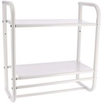 Etagere murale 2 etages et porte serviettes 2 barres - blanc Tendance