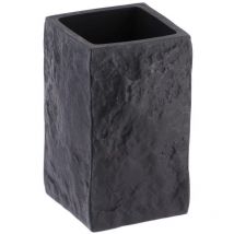 Gobelet polyresine carre effet pierre - noir Tendance