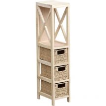 Meuble mdf naturel 1 etagere + 3 paniers papier tresses - naturel Tendance