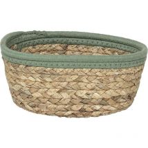 Panier ovale coton matiere vegetale 21x16x9 cm - naturel vert Tendance