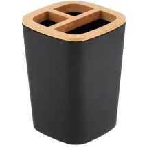 Porte brosse a dents rubber + abs et bambou - noir - Tendance