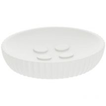 Porte savon polyresine rond striee - blanc Tendance