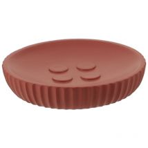 Porte savon polyresine rond striee - terracotta Tendance