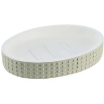 Porte savon polyresine oval motif carre - vert sauge Tendance