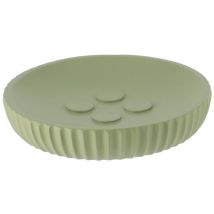 Porte savon polyresine rond striee - kaki Tendance