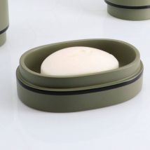 Porte savon polyresine oval - kaki noir Tendance