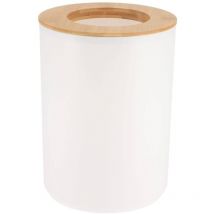 Poubelle pp avec couvercle bambou 5l - blanc bambou - Tendance