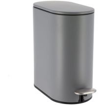 Tendance - Poubelle metal ovale 5l frein de chute pedale acier inox - gris