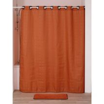 Rideau de douche polyester avec oeillets integres 180x200 cm - terre de sienne noir Tendance
