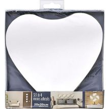 Set de 4 miroirs coeurs 20x20cm 2mm - uni Tendance