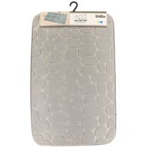Tapis memoire de forme microfibre galet 50x80cm - gris clair Tendance