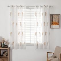 Tende Camera da Letto Moderne, Tende per Finestre con Motivo a Foglia Ricamata, Tenda Trasparente Interno con Occhielli, Tende Voile per Casa