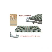 Tende da sole con bracci dimensioni cm 250x200 colore: verde/beige