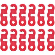 Tendeur de Corde Camping en Alliage d'Aluminium Ajusteur de Corde Guyline Tendeurs pour Tente Bâche Randonnée (Rouge - 12 Pièces)