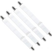 Tendeur de drap-housse réglable (65 cm à 200 cm), accessoires Sangles de drap réglables, canapé (blanc, lot de 4)