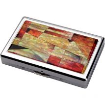 Nacre Rouge Rose Bleu Coloré Patchwork Mosaïque Extra Long 100S Super Mince King Size 16 Cigarette Gravé Métal Acier rfid Blocage Protection Crédit