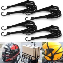 Tendeurs Elastique avec Crochets, 4 Pièces Étendeur Sangle Bagage Réglables, Sangle Élastique avec 8 Boucles Coulissantes de Casque Bagages, Black