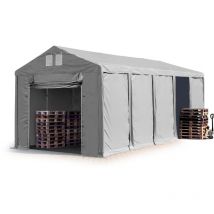 Tendone deposito 4x10m Tendone Industriale con altezza laterale 3m telone in pvc 850 n grigio 100% impermeabile con apertura a fisarmonica - Toolport