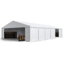 Toolport Tendone deposito 8x12 m pvc 750 n bianco tenda capannone telaio perimetrale e rinforzo del tetto
