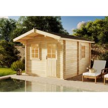 FinnTherm Saunahaus Joonas 70 Gartensauna 2 Sitzbänke aus Holz, Sauna mit 70 mm Wandstärke Außensauna