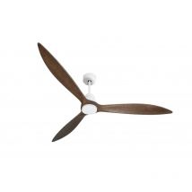 Klassfan - Tenerife - Super destratificateur et ventilateur dc 166 cm Blanc pales bois sombre avec Lumière 30 à 60 m²