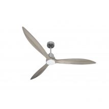 Klassfan - Tenerife - Super destratificateur et ventilateur dc 166 cm Chrome pales bois gris avec Lumière 30 à 60 m²