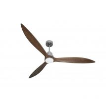 Klassfan - Tenerife - Super destratificateur et ventilateur dc 166 cm Chrome pales bois sombre avec Lumière 30 à 60 m²