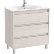 Pack Unik Meuble 3 tiroirs + lavabo tenet Roca Couleur : Noyer - Dimensions : 685x460x740 mm