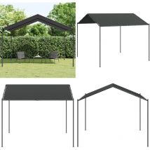 Tente à auvent anthracite 4x4 m acier et tissu - Tente D'extérieur - Gazebo - Abri Solaire - Parasol - Jardin - Home & Living